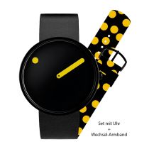 PICTO 43388-SET Unisex Watch Black and Yellow 40mm 5ATM