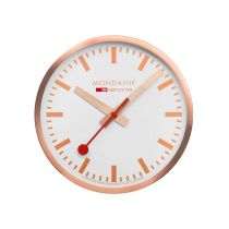 Mondaine A995.CLOCK.17SBK roségoldene Wand-, Bahnhofsuhr 40 cm aus Aluminium