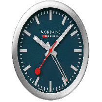 Mondaine A997.MCAL.46SBV.2 silber-blaue mini Wanduhr Tischuhr & Wecker 12,5 cm