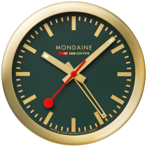 Mondaine A997.MCAL.66SBG.1 gold-grüne mini Wanduhr Tischuhr & Wecker 12,5 cm