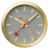 Mondaine A997.MCAL.86SBG gold-graue mini Wanduhr Tischuhr & Wecker 12,5 cm