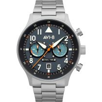 AVI-8 AV-4088-22 Carey Dual Time Mens Watch 44mm 5ATM