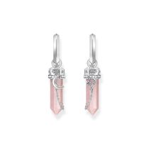 Thomas Sabo CR722-643-9 Silver hoop earrings w. pink crystal pendant & symbols 