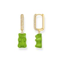 Thomas Sabo CR727-414-6 Gold-plated single hoop earrings w. red Goldbears in Midiversion 