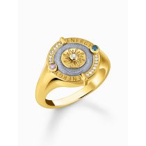 Thomas Sabo TR2449-974-1-54 Gold-plated signet ring w. sun symbol and small stones 