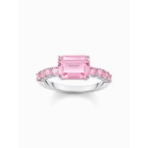 Thomas Sabo TR2451-051-9-54 Silver solitaire ring w. pink-coloured stones 