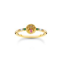 Thomas Sabo TR2457-488-7-54 Gold-plated ring w. palm tree and coloured stones 